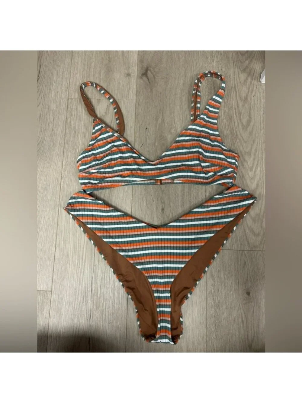 Aerie Striped Cheekiest & Scoop Bikini Set